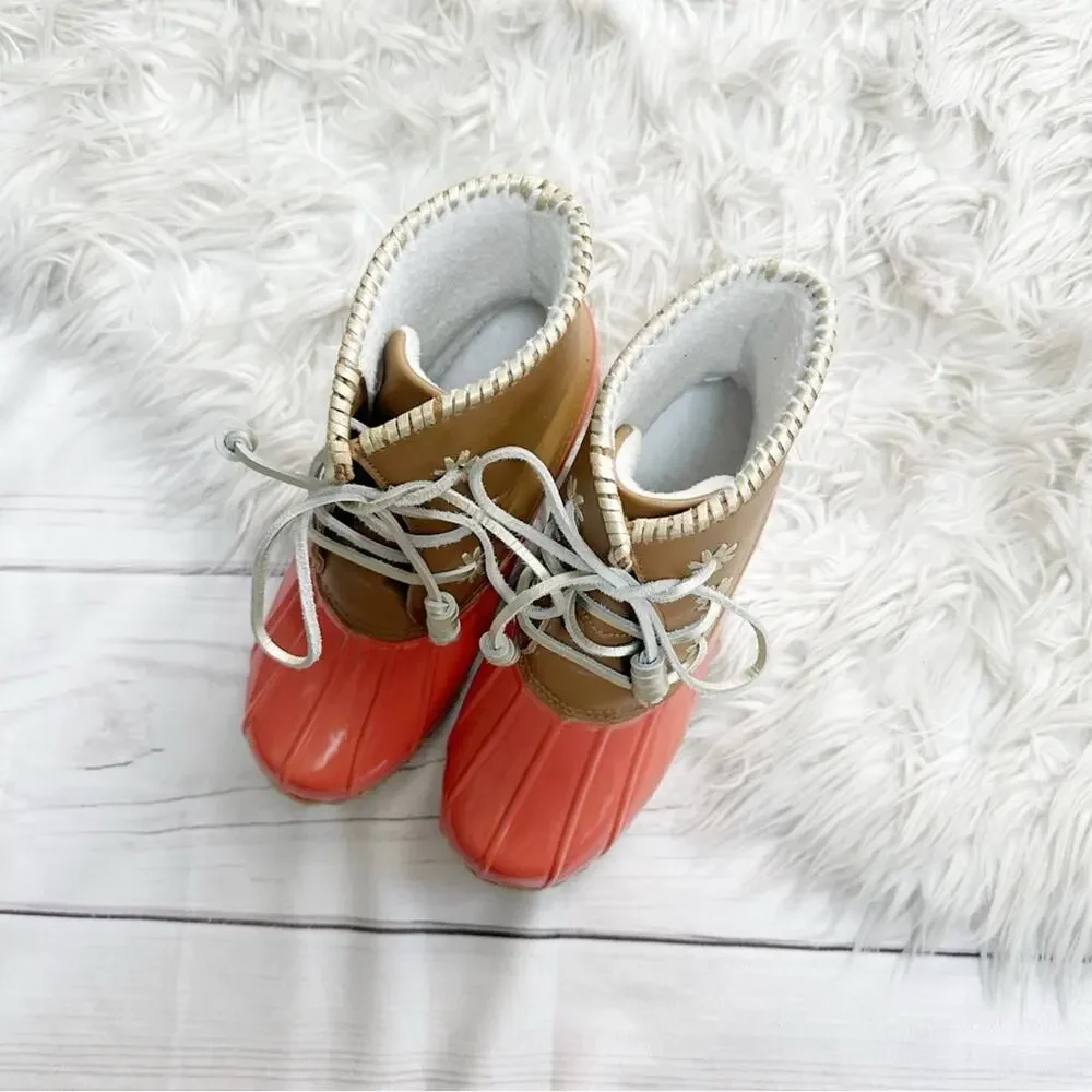 Jack Rogers Chloe Duck Coral Orange Boots Size‎ 8